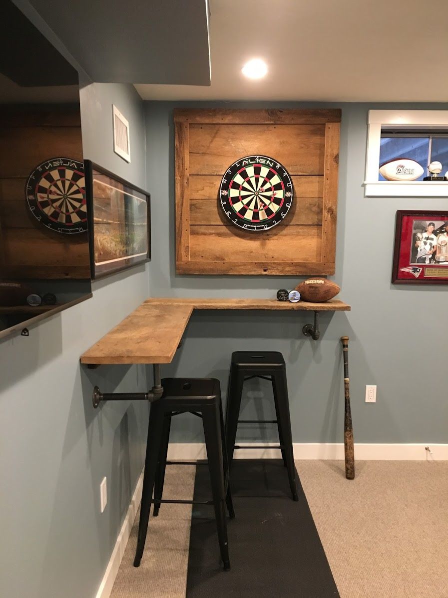 Wall-Mounted Dartboard in a small man cave