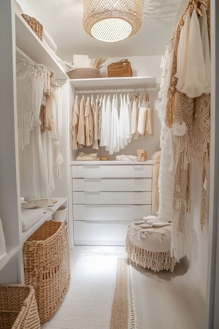boho walk in closet