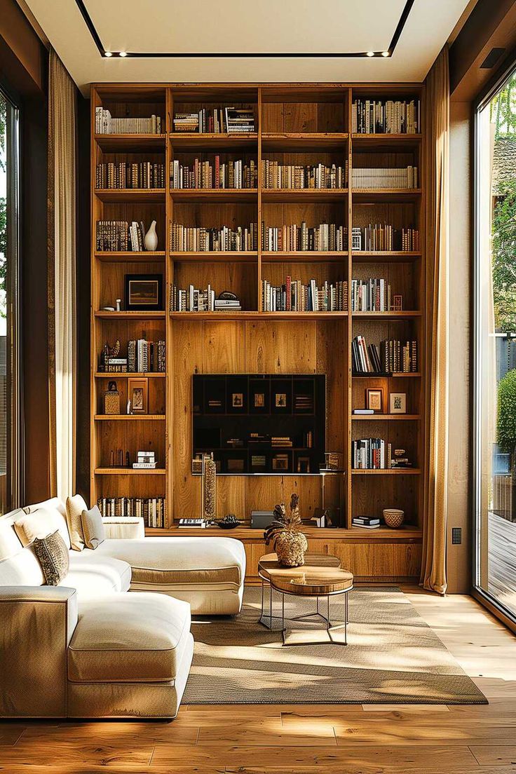 Floor-to-Ceiling Shelves in a small library