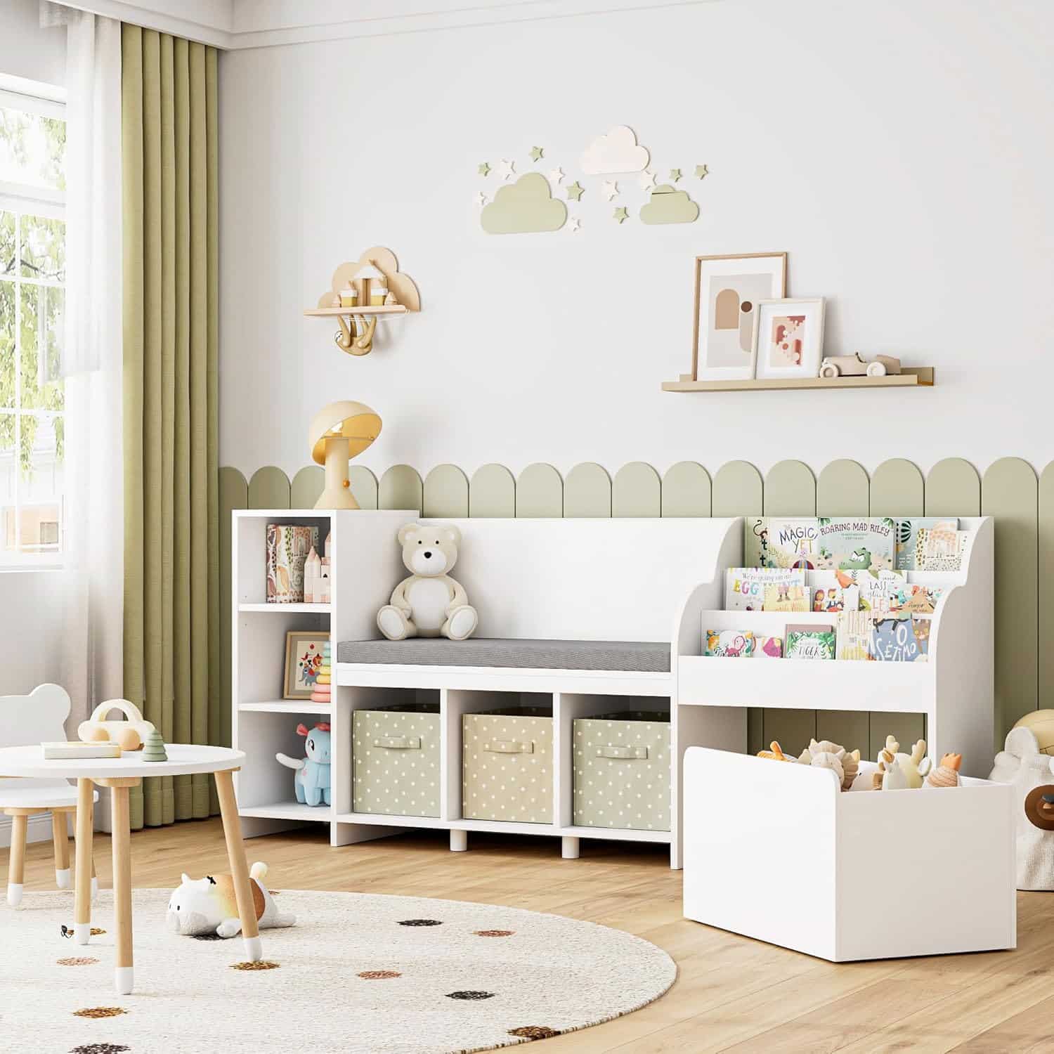 HOSTACK 67" Kids Reading Nook with Bench
