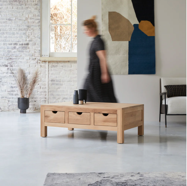 Small Oak Coffee Table by Tikamoon Oliver