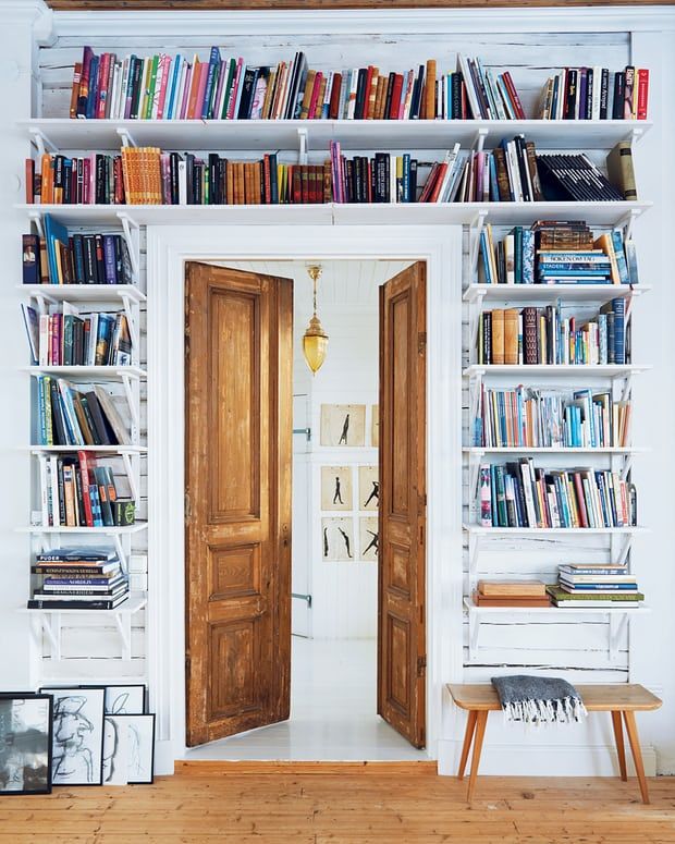 bookcase around door frame
