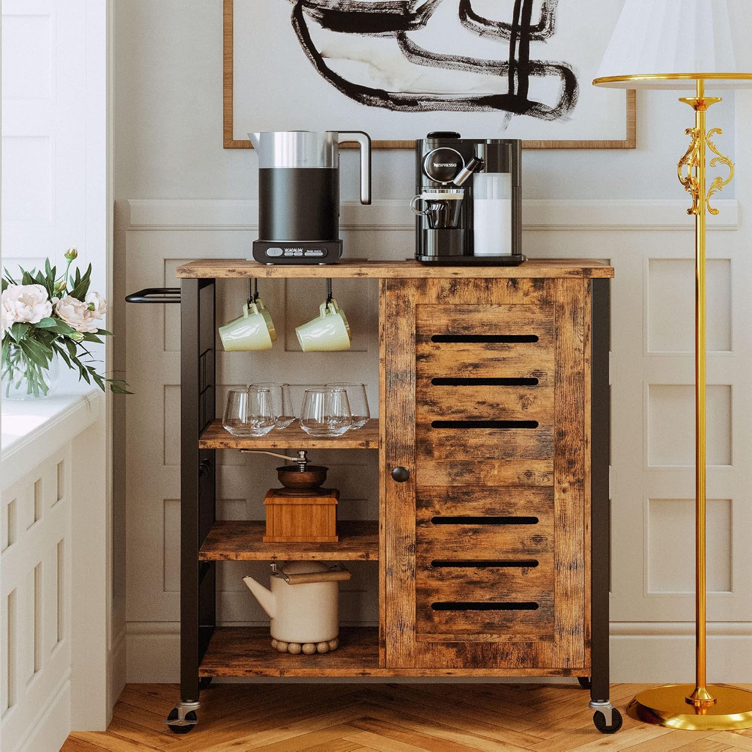 IRONCK Rolling Cart Coffee Bar