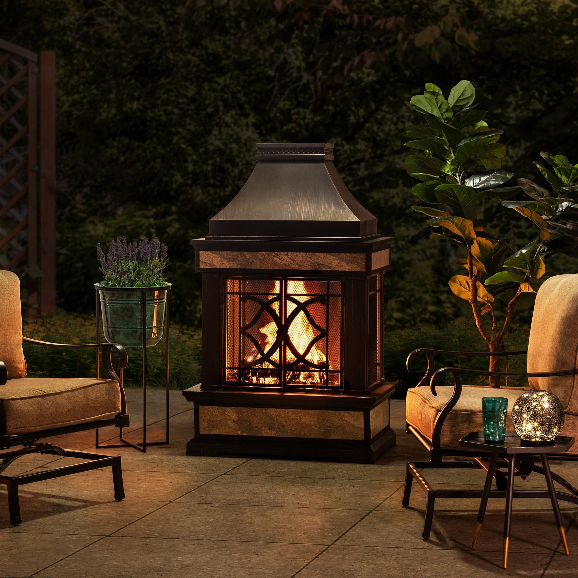 SUNJOY 57 Inch Outdoor Wood Burning Fireplace