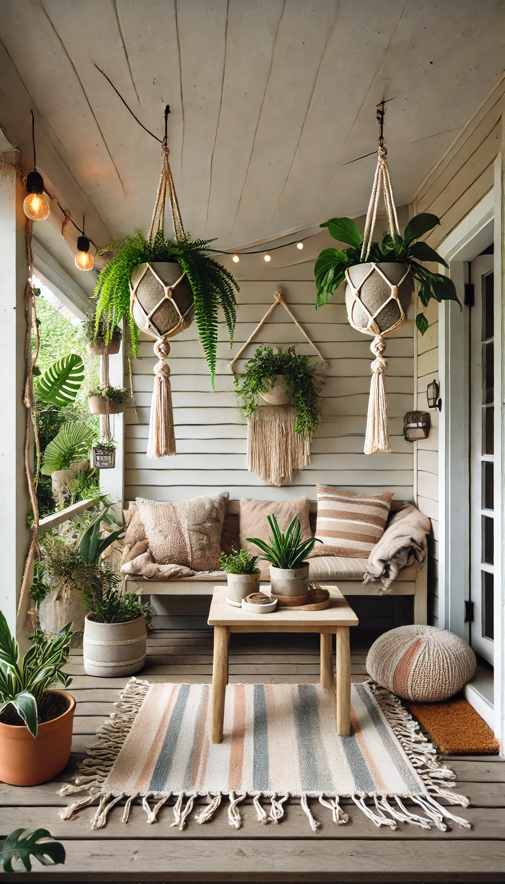 Hanging Macramé Planters in porch