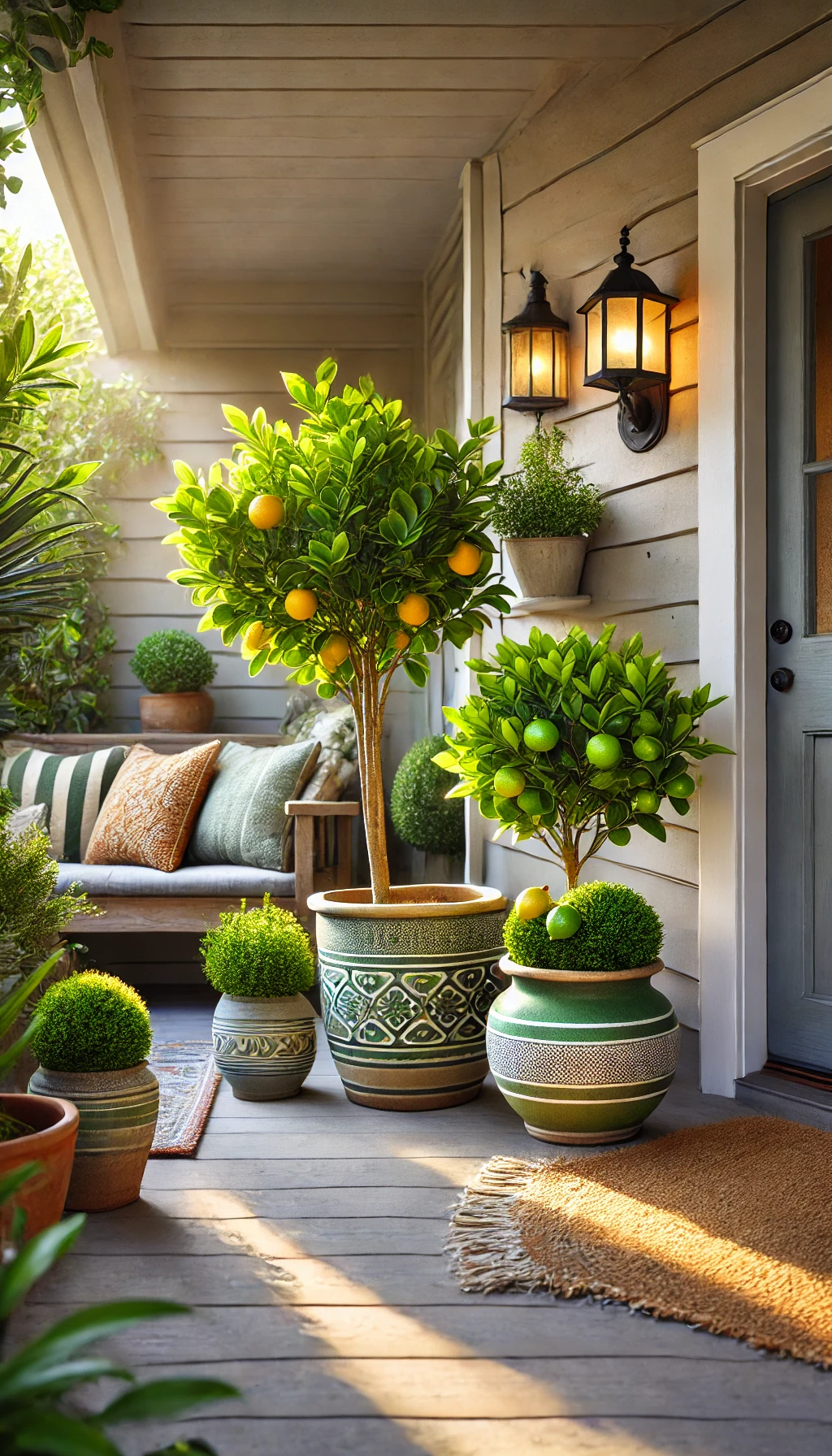 Potted Citrus Trees in a porch