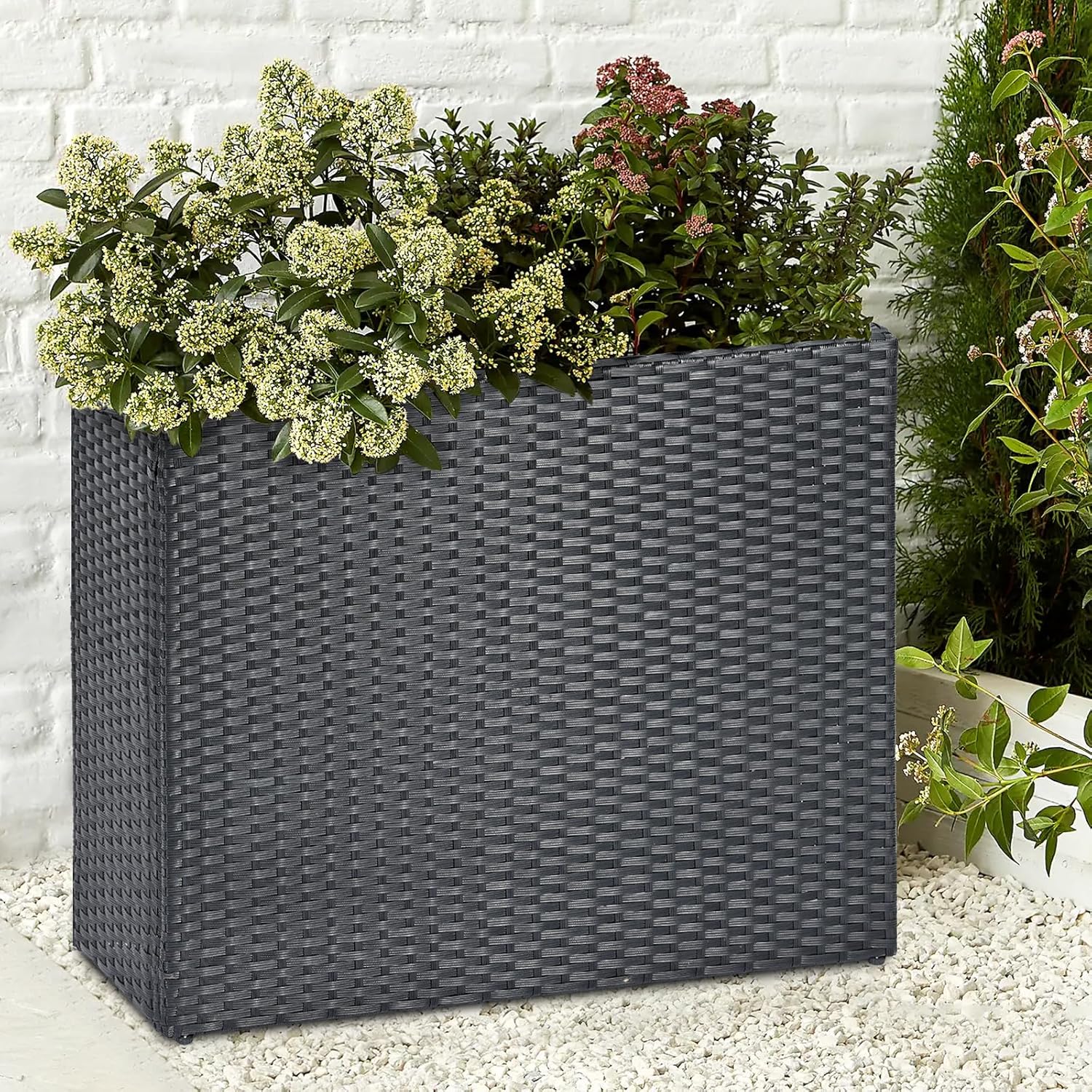 SUNNYPARK Tall Rectangular Planter with Removable Liner