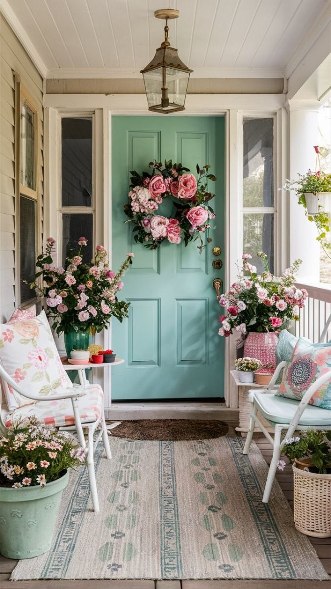 spring Wreaths small porch