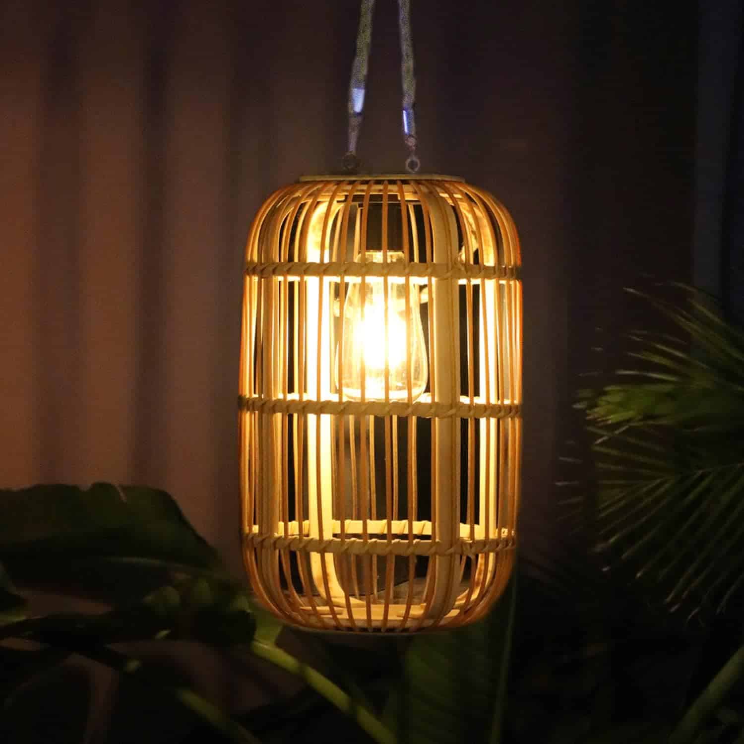 Livinlarge Hanging Solar Bamboo Lanterns