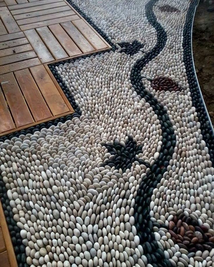 Pebble Mosaic in small japanese style garden