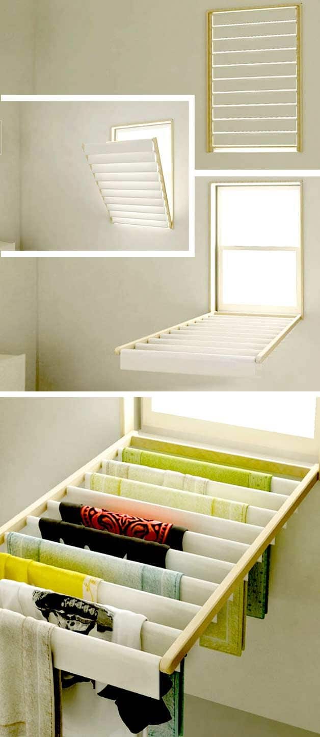 Fold-Down Drying Rack for RV window