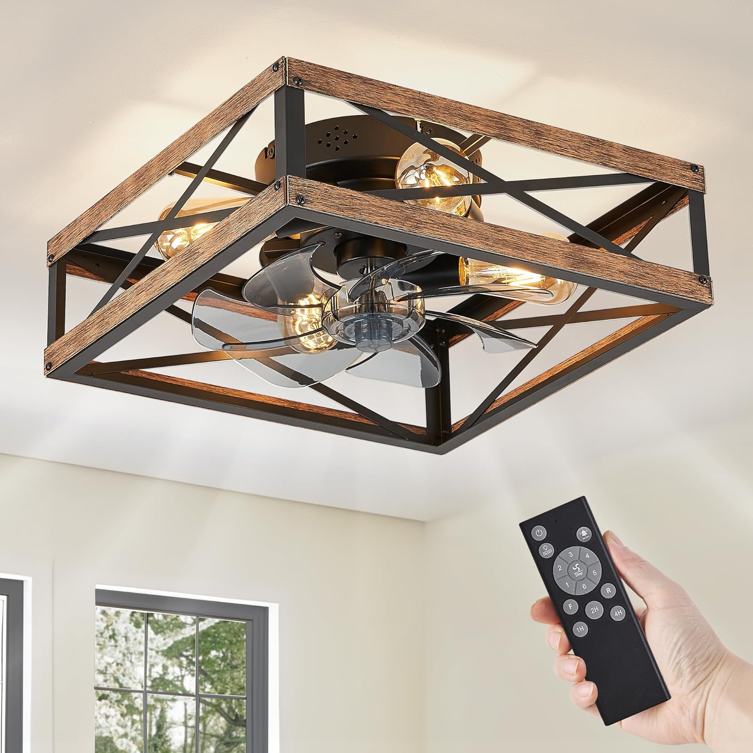 LEDIARY Caged Low Profile Ceiling Fan