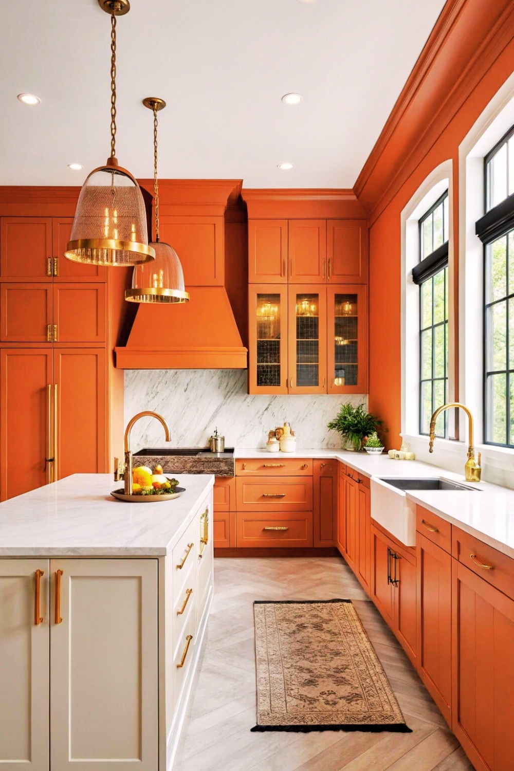 Burnt Orange kitchen cabinets