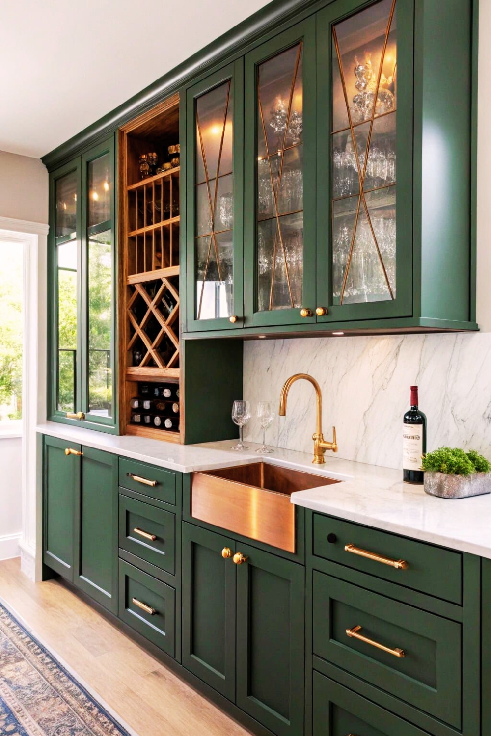 Forest Green kitchen cabinets