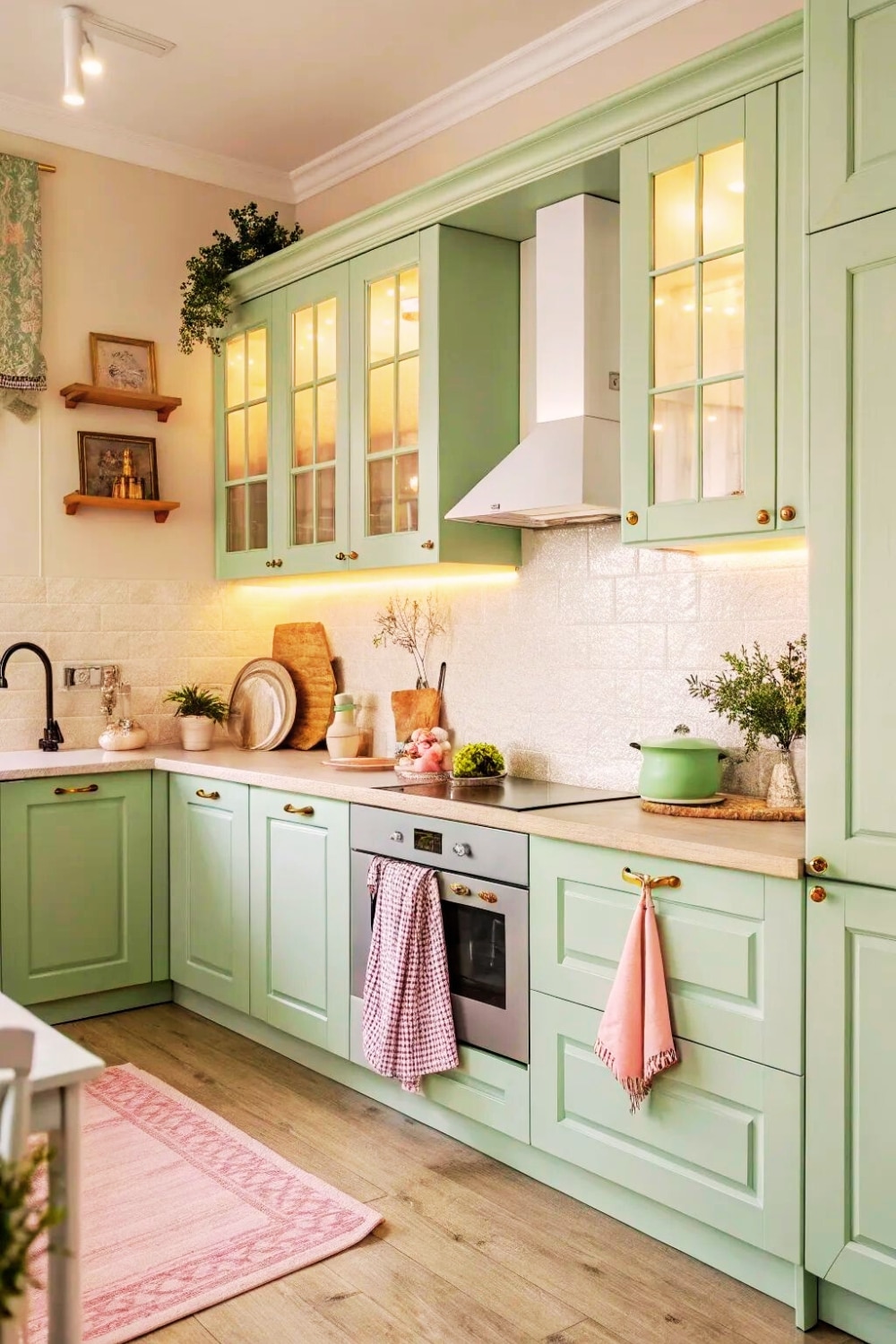 Mint Green kitchen cabinets interior