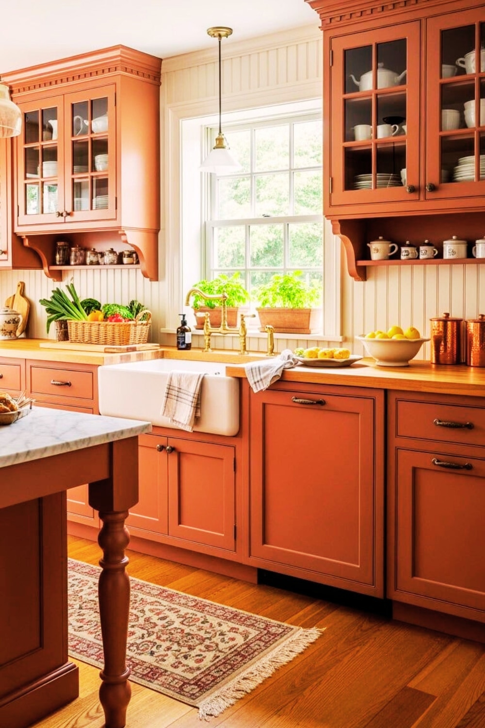 Terracotta farmhouse kitchen cabinets