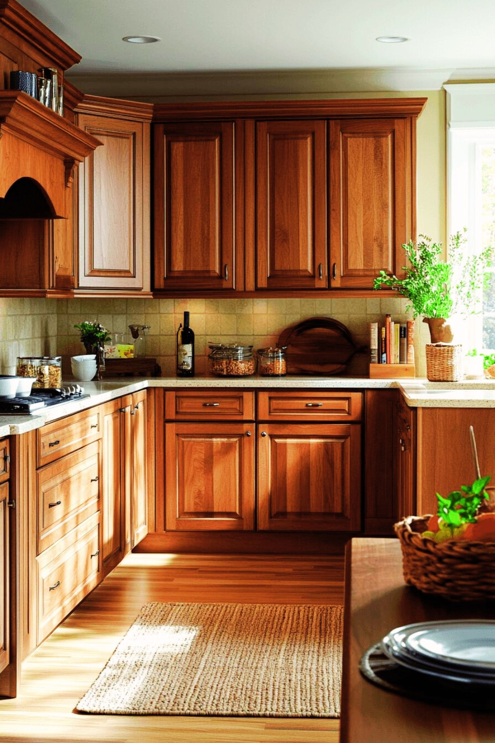 small kitchen Walnut cabinets