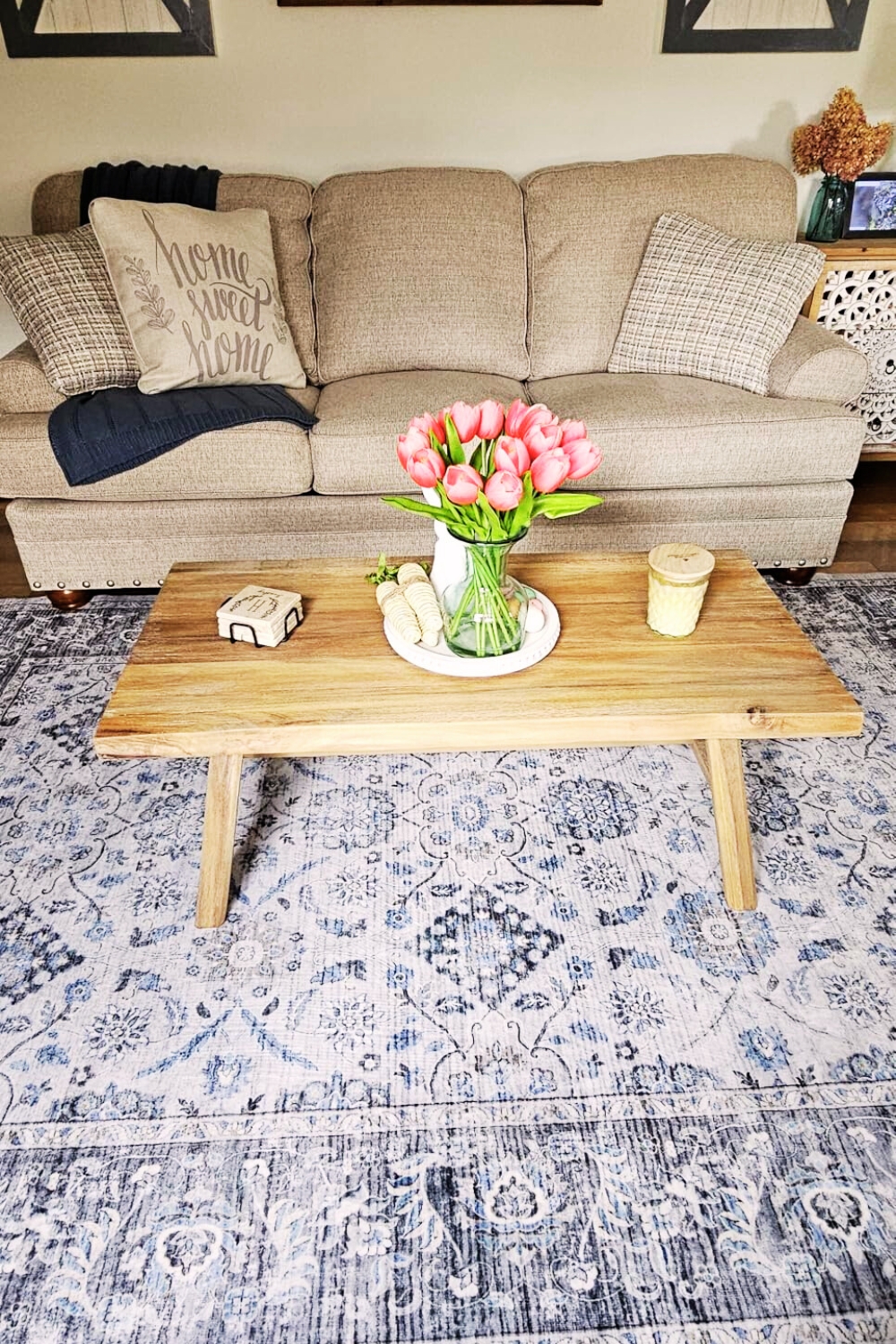 Wnutrees Farmhouse Solid Wood Coffee Table
