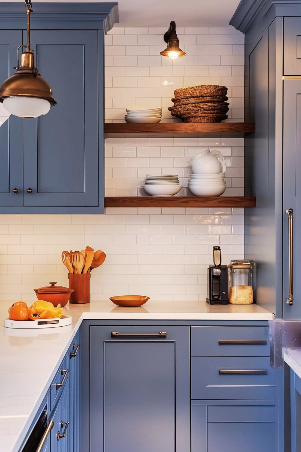 cozy Blue Gray kitchen cabinets