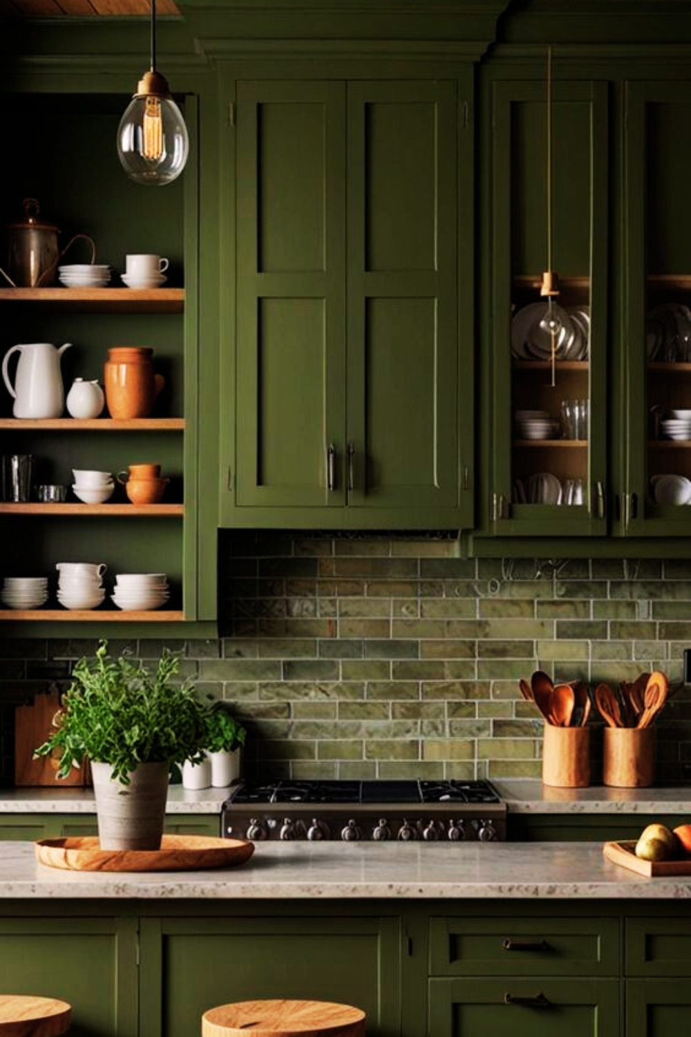 dark olive kitchen cabinets