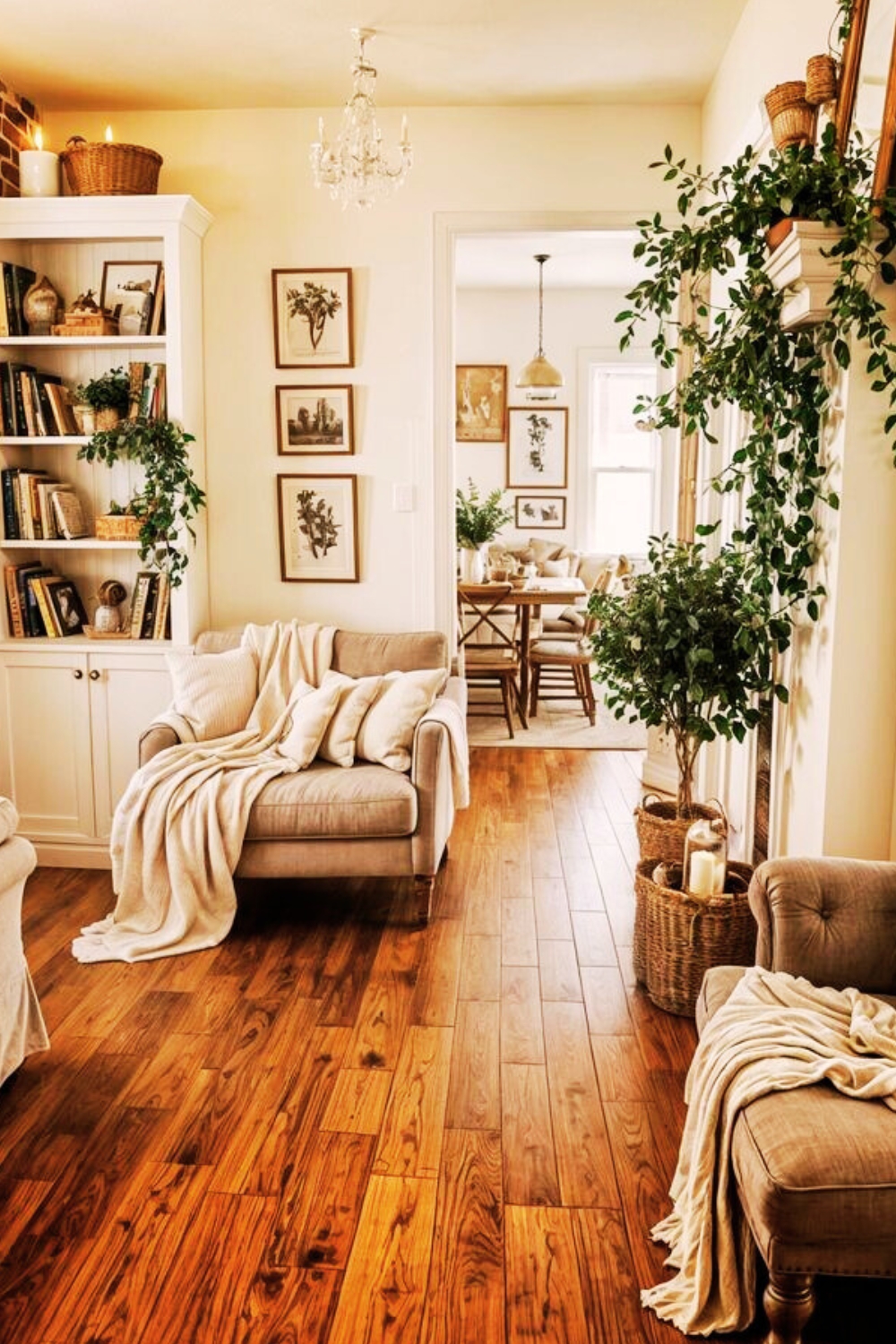 farmhouse living room Rustic Plank Flooring