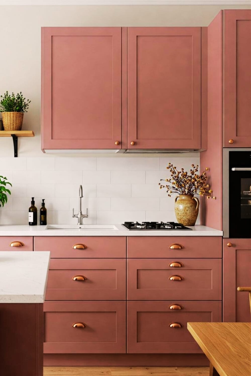 modern Dusty Rose kitchen cabinets