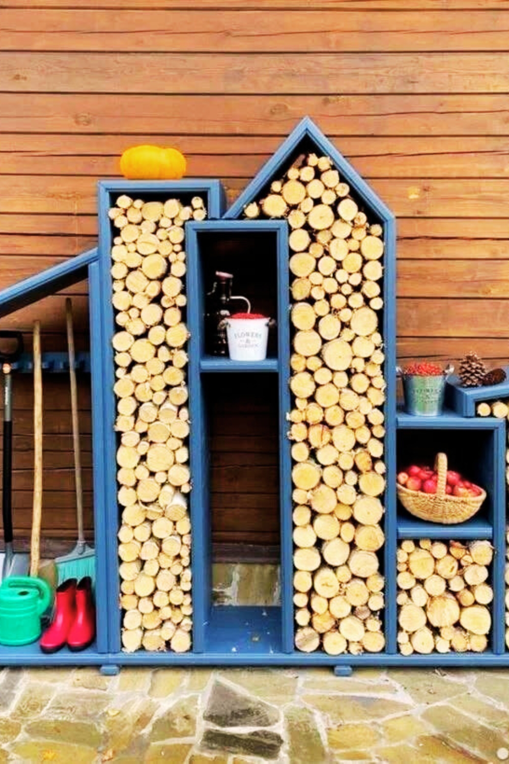 DIY House-Shaped Firewood Rack with Storage