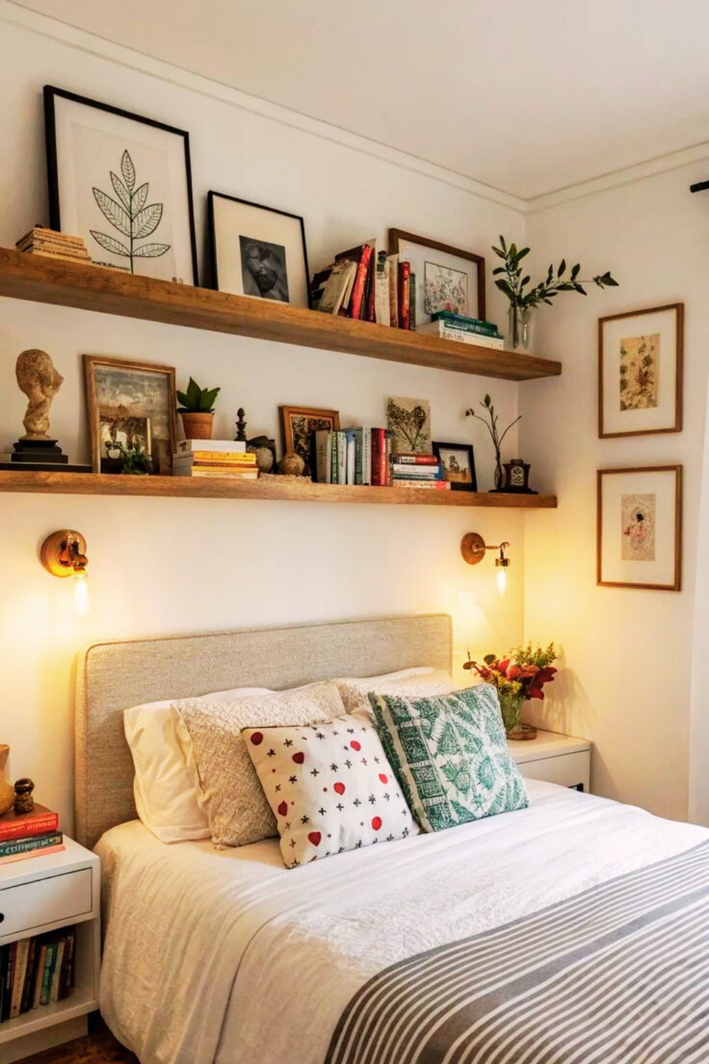 Floating Shelves Above the Bed