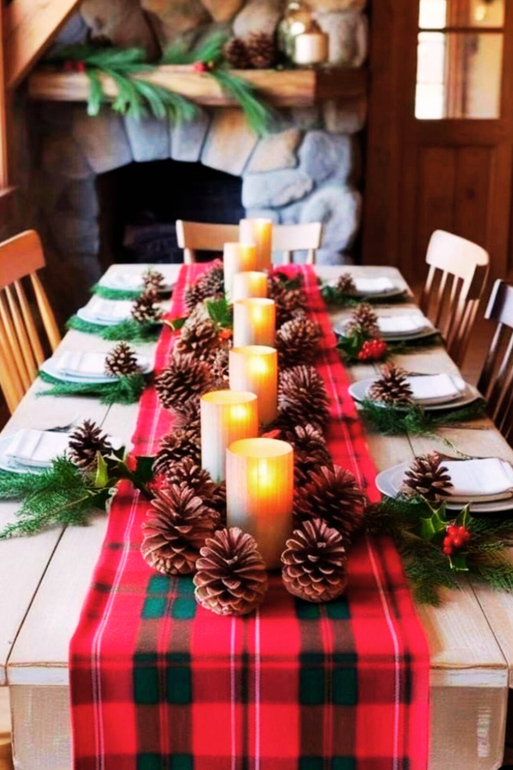 Plaid Table Runner Centerpiece